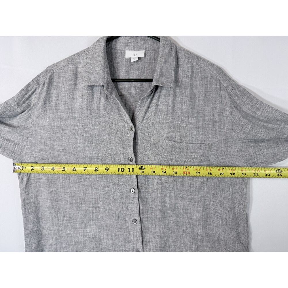 J.Jill Gray Button Front Blouse Women S Relaxed Fit 3/4 Sleeve Casual Top - Picture 4 of 7